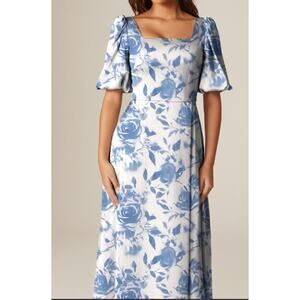 AW BRIDAL 16 2X plus Oceanic blue floral Etta formal party maxi dress NEW B95